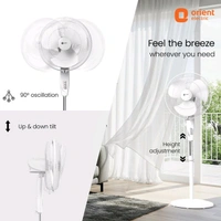Orient Electric Stand 87 |100% Copper Motor|Superior Air Delivery |Adjustable Height |3 Speed with 2 Year Warranty Ultra High Speed 400 mm Pedestal Fan (White | Pack of 1)