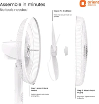 Orient Electric Stand 87 |100% Copper Motor|Superior Air Delivery |Adjustable Height |3 Speed with 2 Year Warranty Ultra High Speed 400 mm Pedestal Fan (White | Pack of 1)