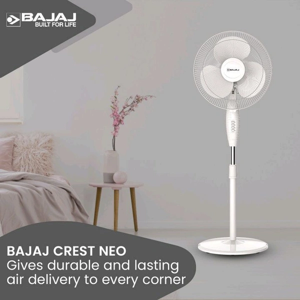 BAJAJ Crest Neo with 2 Year Warranty 400 mm Pedestal Fan (White | Pack of 1)