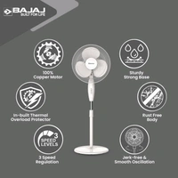 BAJAJ Crest Neo with 2 Year Warranty 400 mm Pedestal Fan (White | Pack of 1)