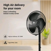 Atomberg Stelios Pro Pedestal Fan Midnight Black with 2 Year Warranty Remote Controlled 400 mm Pedestal Fan (1 Star | Midnight Black | Pack of 1)