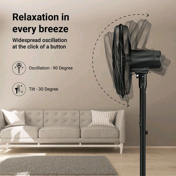 Atomberg Stelios Pro Pedestal Fan Midnight Black with 2 Year Warranty Remote Controlled 400 mm Pedestal Fan (1 Star | Midnight Black | Pack of 1)