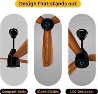 Atomberg Renesa Prime Remote|High Air Delivery|LED Speed Indicator|Low Noise|Sleek Design with 3 Year Warranty BLDC Motor with Remote 900 mm Ceiling Fan (5 Star | Honey Maplewood | Pack of 1)