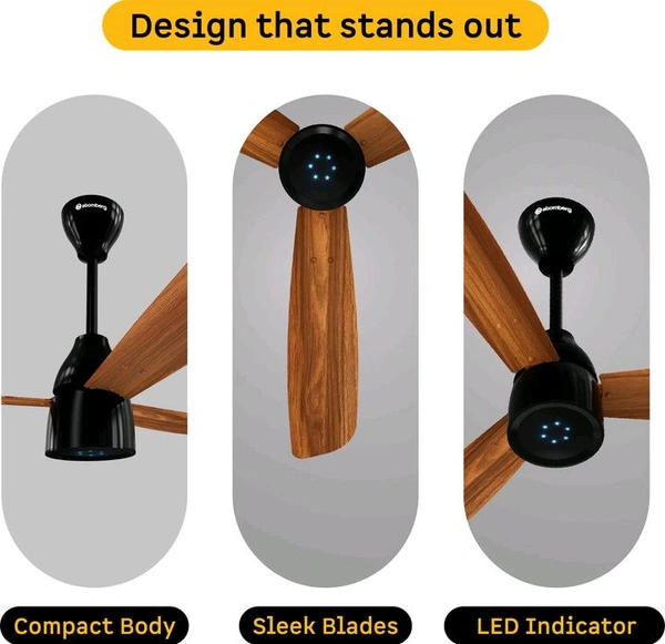 Atomberg Renesa Prime Remote|High Air Delivery|LED Speed Indicator|Low Noise|Sleek Design with 3 Year Warranty BLDC Motor with Remote 900 mm Ceiling Fan (5 Star | Honey Maplewood | Pack of 1)