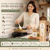 Silicone Spatula Set for Kitchen Ideal for Non-Stick Cooking Pans Ladles Natural Acacia Hard Wood Handle Turner Serving Cooking Spoon for Omelet Dosa chapati with Wooden Holder Set of 4 (Ivory) - Standard, Ivory