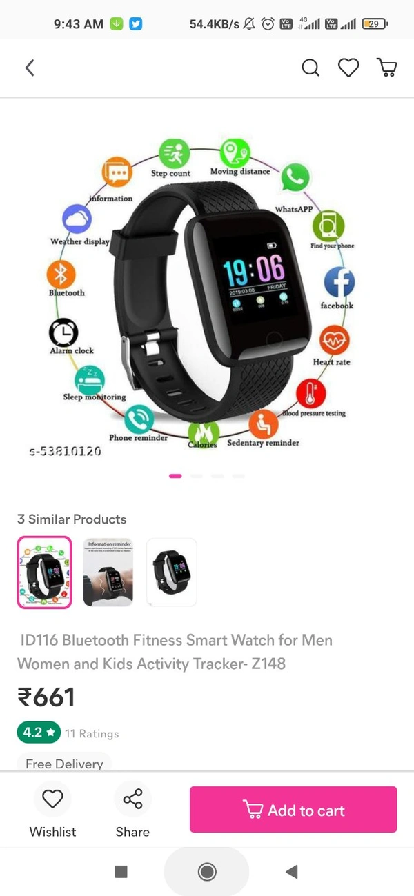 Bluetooth Fitness Smart Watch