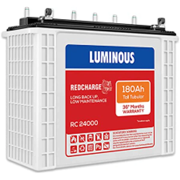 Luminous RC24000 180Ah, 36 Month (18+18) Warranty - 