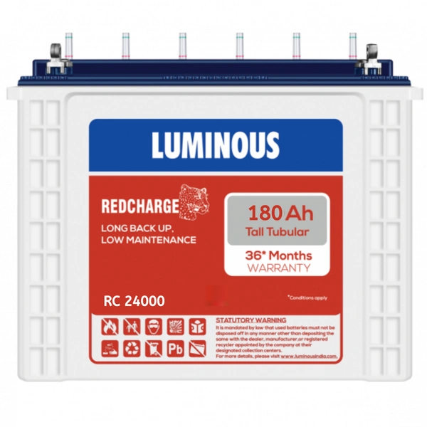 Luminous RC24000 180Ah, 36 Month (18+18) Warranty - 