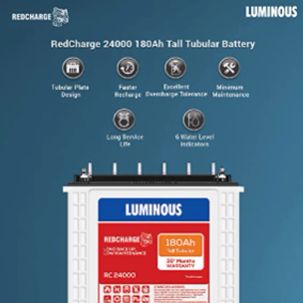 Luminous RC24000 180Ah, 36 Month (18+18) Warranty - 