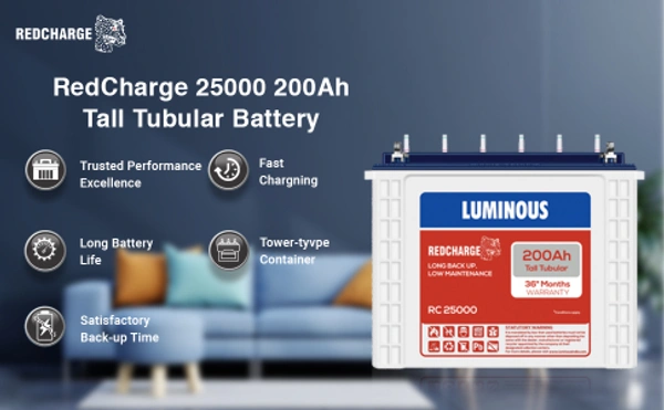 Luminous RC25000 200Ah, 36 Month (18+18) Warranty - 
