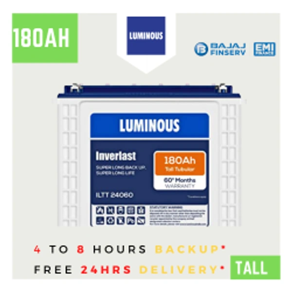 Luminous ILTT 24060 180Ah, 60 month (36+24) Warranty - 