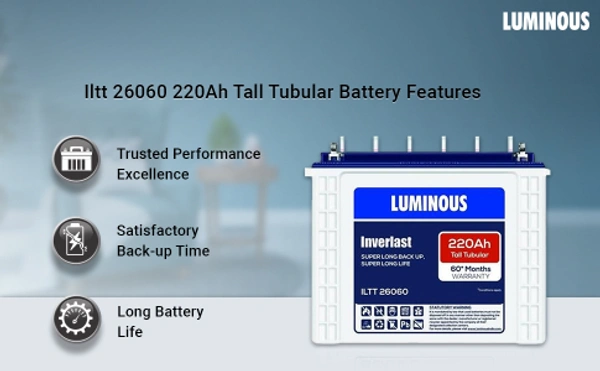 Luminous ILTT26060 220Ah, 60 Month (36+24) Warranty - 