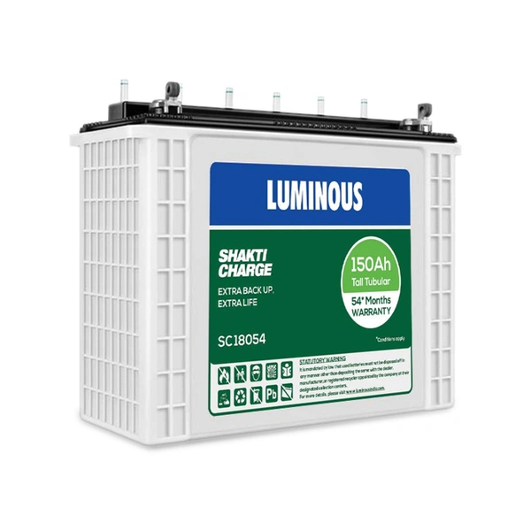 Luminous SC18054 150Ah, 54 Month (36+18) Warranty - 