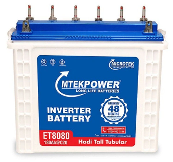Microtek ET8080 180Ah, 48 Month (36+12) Warranty - TRUE