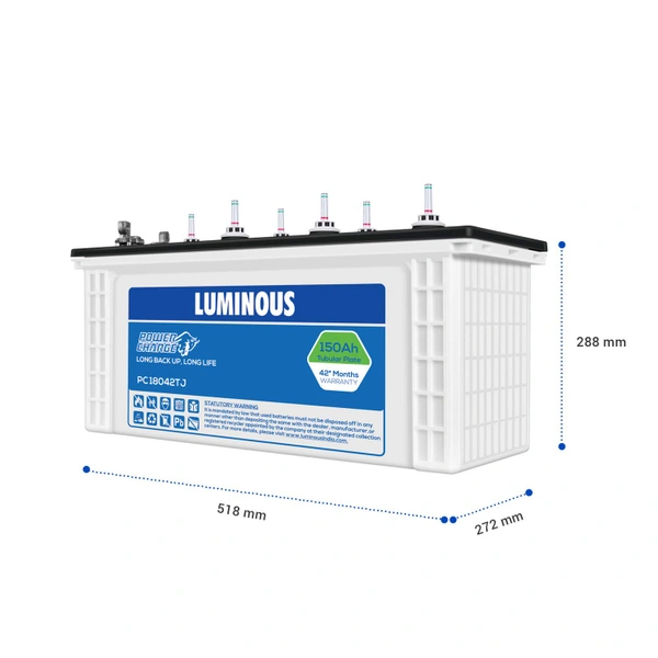 Luminous PC18042TJ 150Ah, 42 Month (24+18) Warranty - 