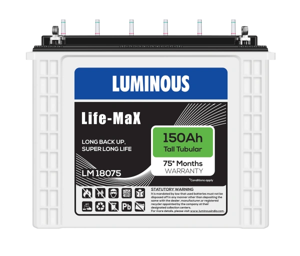 Luminous LM18075 150Ah, 75 Month (60+15) Warranty - 