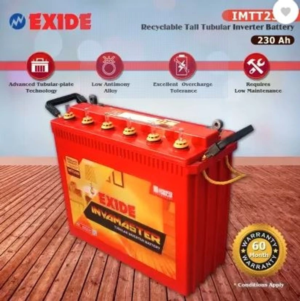 EXIDE IMTT2300 230Ah Tall Tubular Battery with 60*Month Warranty Tubular Inverter Battery  (230Ah)