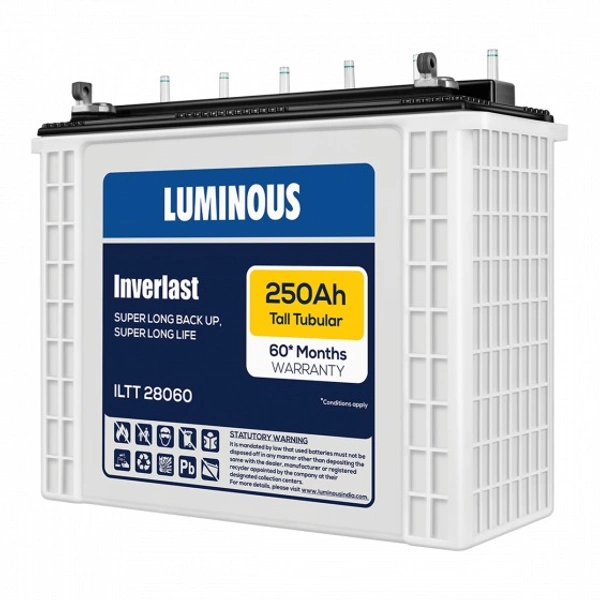 Luminous ILTT28060 250Ah, 60 Month (36+24) Warranty - 