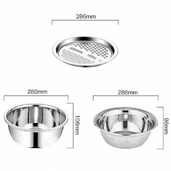 Md Enterprise 3 IN 1 KITCHEN MULTIPURPOSE STAINLESS STEEL BOWL* - stainless steel, ⭐⭐⭐⭐⭐