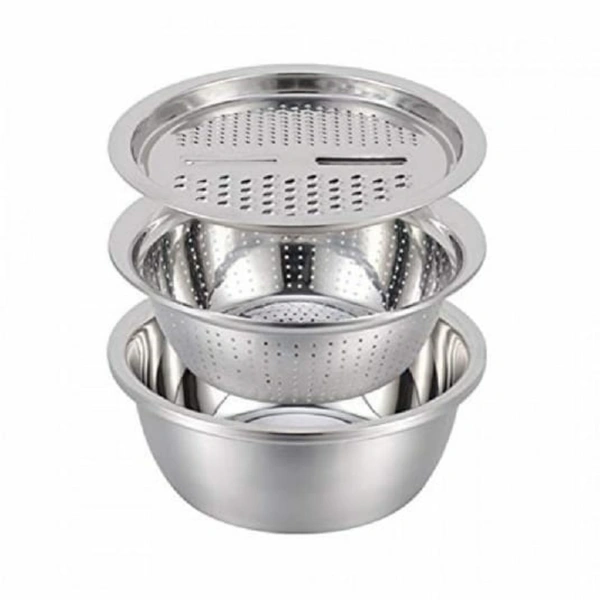 Md Enterprise 3 IN 1 KITCHEN MULTIPURPOSE STAINLESS STEEL BOWL* - stainless steel, ⭐⭐⭐⭐⭐