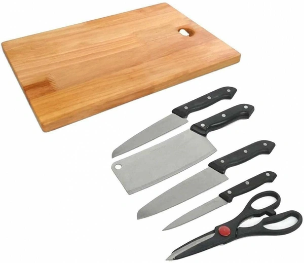 Md Enterprise WOODEN CHOPPING BOARD 5-PCS KNIFE SET  - light brown, ⭐⭐⭐⭐⭐