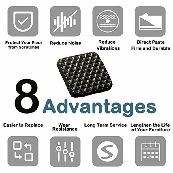 Md Enterprise 12 PCS FURNITURE SOFT ANTI SLIP MAT (SQUARE) - black, ⭐⭐⭐⭐⭐