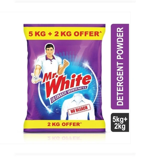 Mr White Ultimate Whiteness Detergent Powder 5kg+2kg Free