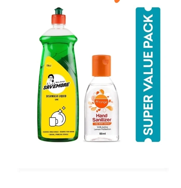 Savemore Lime Dishwash Gel 750ml + Hand Sanitizer
