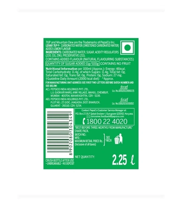 7up Soft Drik Bottle 2.25lit