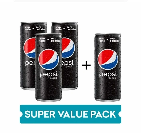 Pepsi Black Soft Drink 4 Cans