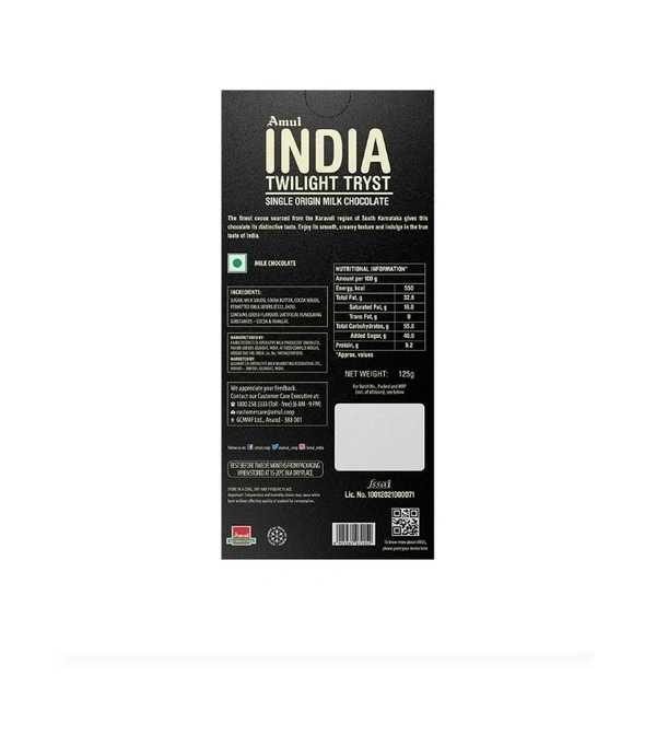 Amul India Twilight Single Original Milk Choklate 125gm