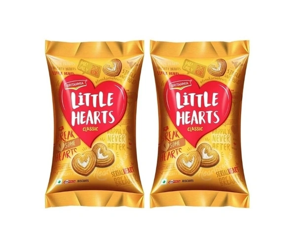 Britannia Little Hearts Clasic Sugar Biscuit. Pack Of 2, 2x75gm