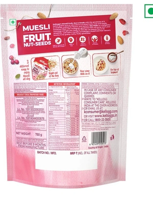 Kellogg's Muesli With 21% fruit Nut & Seeds 750gm
