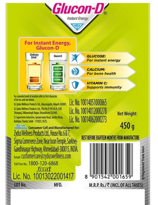 Glucon-D Nimbu Pani Instant Energy Drink 450gm
