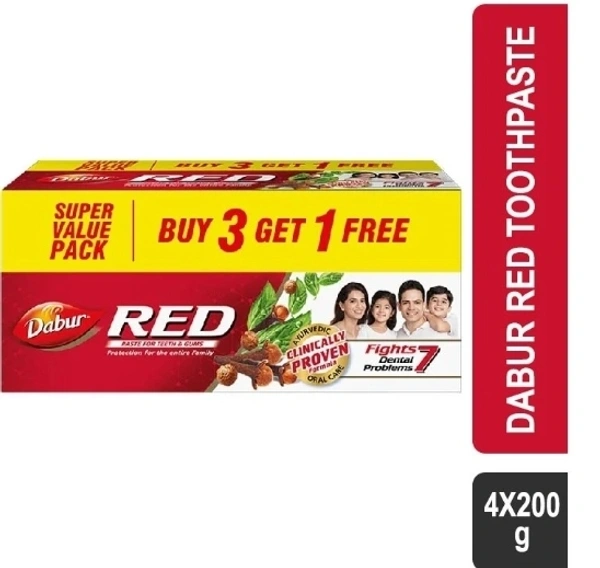 Dabur Red Toothpaste Buy 3 Get 1 Free 4x200gm