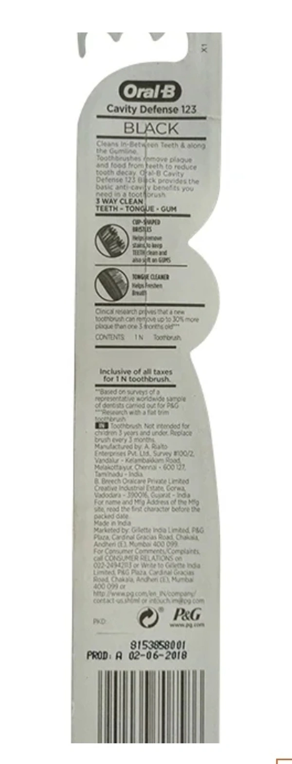 Oral B Cavity Defense 123 Toothbrush 1 Units