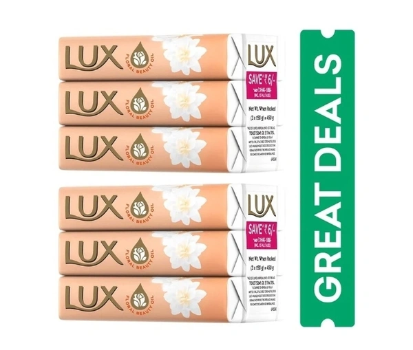 Lux Jasmine & Vitamin E Beauty Soap 3x2 =6unitsx150gm