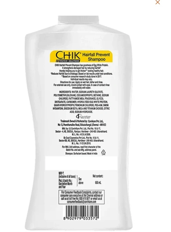 Chik Egg White Protin Hearfall Prevent Shampoo.. 650ml