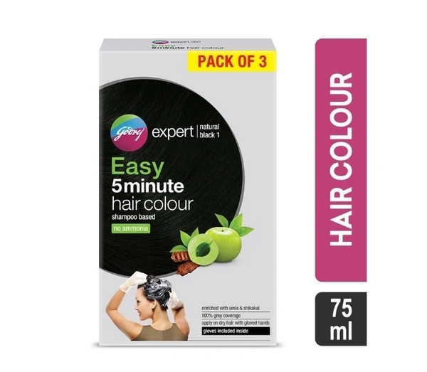 Godrej Expert Easy 5 Munite Natural Black Colour Shampoo Hear Colour Pack Of 3 