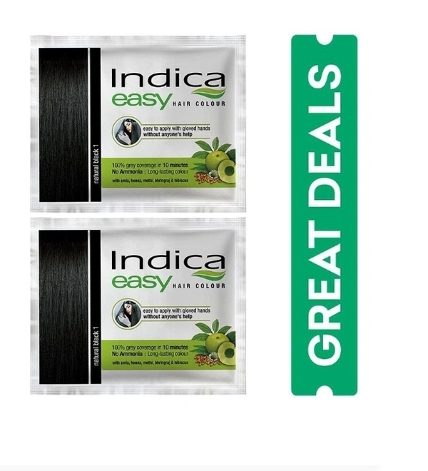 Indica Easy Dark Brown Hear Colour Shampoo 25 Ml x2