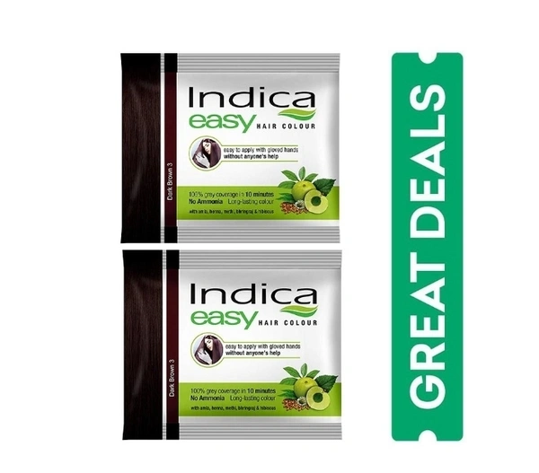 Indica Easy Dark Brown Hear Colour Shampoo 25 Ml x2 
