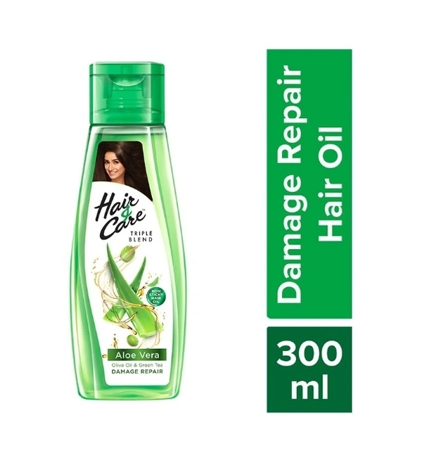 Hair & Care With Alovera, Green Tea, Olive Oil Damage Repair Non Sticky Hear Oil 300ml