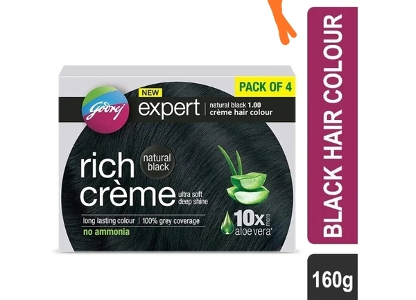 Godrej Expert Rich Cream Natural Black Colour Hair Colour Pack Of 4 , 4x40