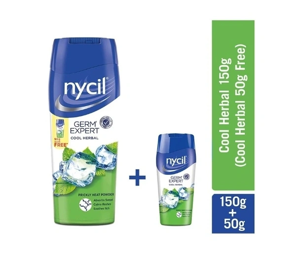 Nycil Cool Harbal Germ Expert Priklyheat Powder 150gm+50gmFree