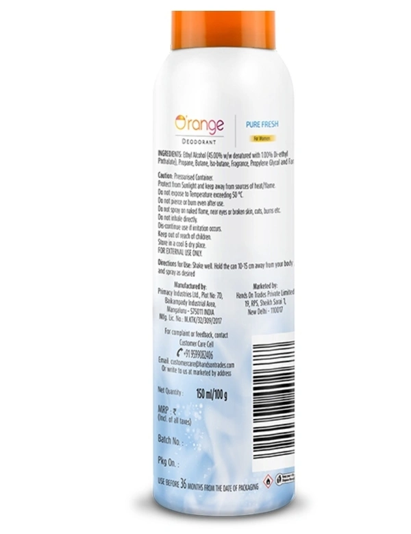 Orenge Pure Fresh Woman Deodorant 150 Ml