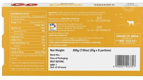 Go Squares Cheese Slice 200gm