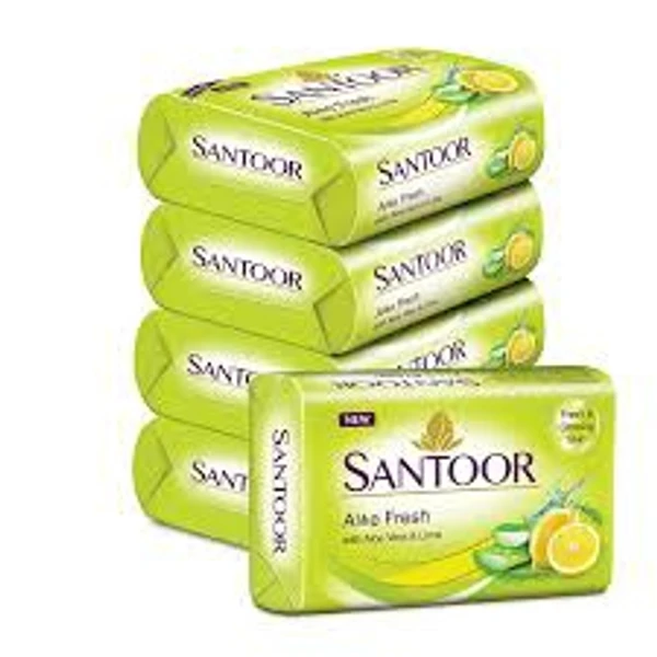 Santoor Aloe Fresh Soap - సంతూర్ ఆలోవేరా సబ్బు - 100g×4=400g save pack