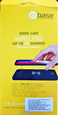 in base Power Bank Wireless - 8000mAH, Black