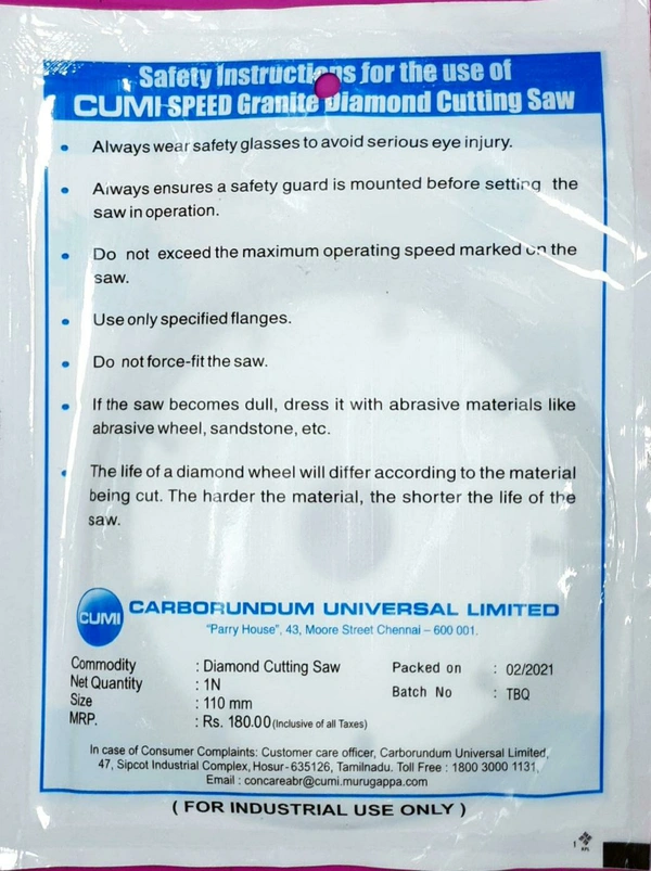 CUMI Cutting Wheel - கட்டிங் வீல் - 4 inch
