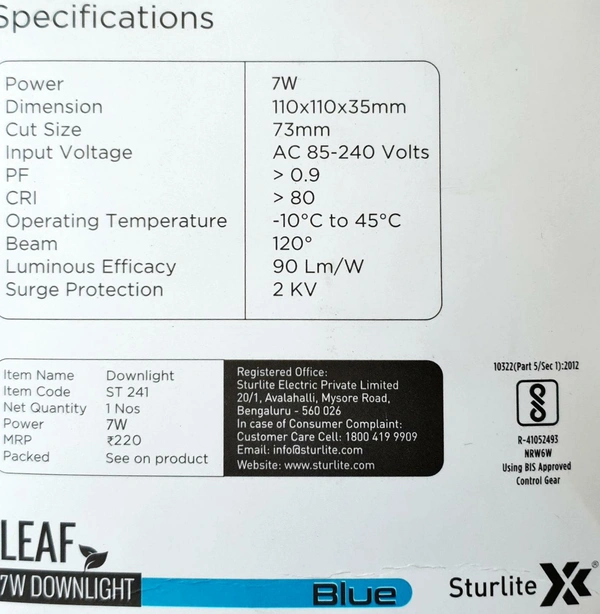 Sturlite LED Downlight - சீலிங் லைட் - White, Blue, Green, Pink, Red, 7w